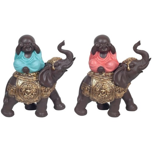 Casa Figuras decorativas Signes Grimalt Buda Sobre Elefante Set 2U Multicolor