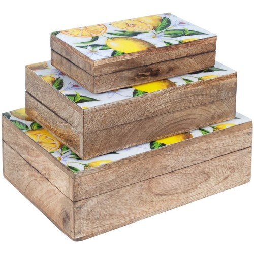 Casa Cestas / cajas y papelera Signes Grimalt Set 3 Cajas Limones Marrón