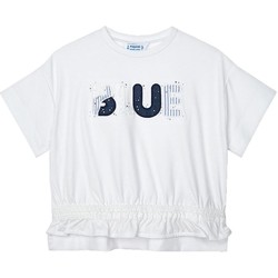 textil Niña Tops y Camisetas Mayoral Camiseta m/c aplique blue Blanco
