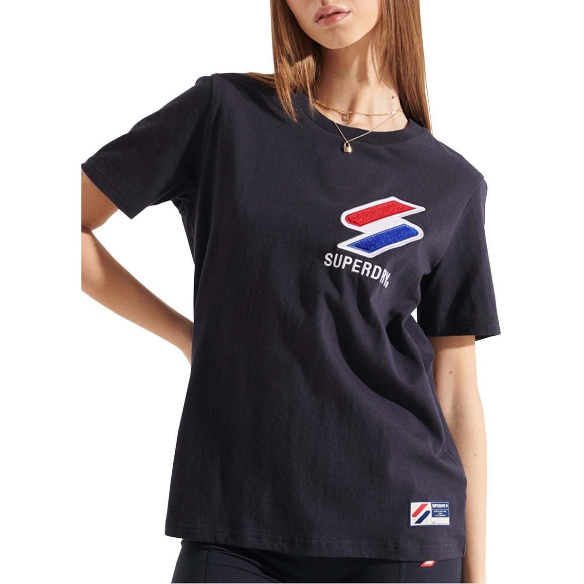 textil Mujer Tops y Camisetas Superdry SPORTSTYLE CHENILLE TEE Negro