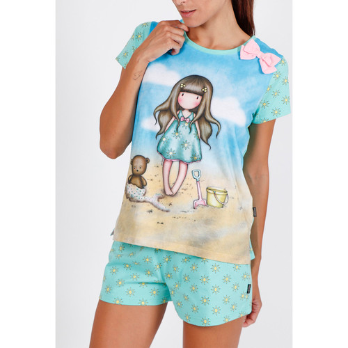 textil Mujer Pijama Admas Camiseta de pijama corto Hola Verano Santoro azul Azul