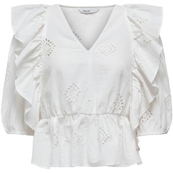 textil Mujer Tops y Camisetas Only ONLIRMA S/S V-NECK TOP WVN Blanco