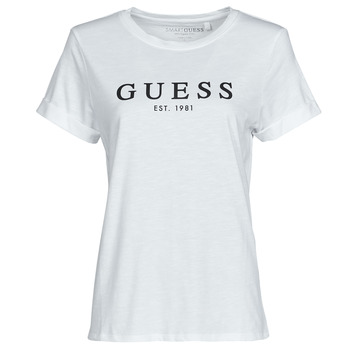 textil Mujer Camisetas manga corta Guess ES SS GUESS 1981 ROLL CUFF TEE Blanco