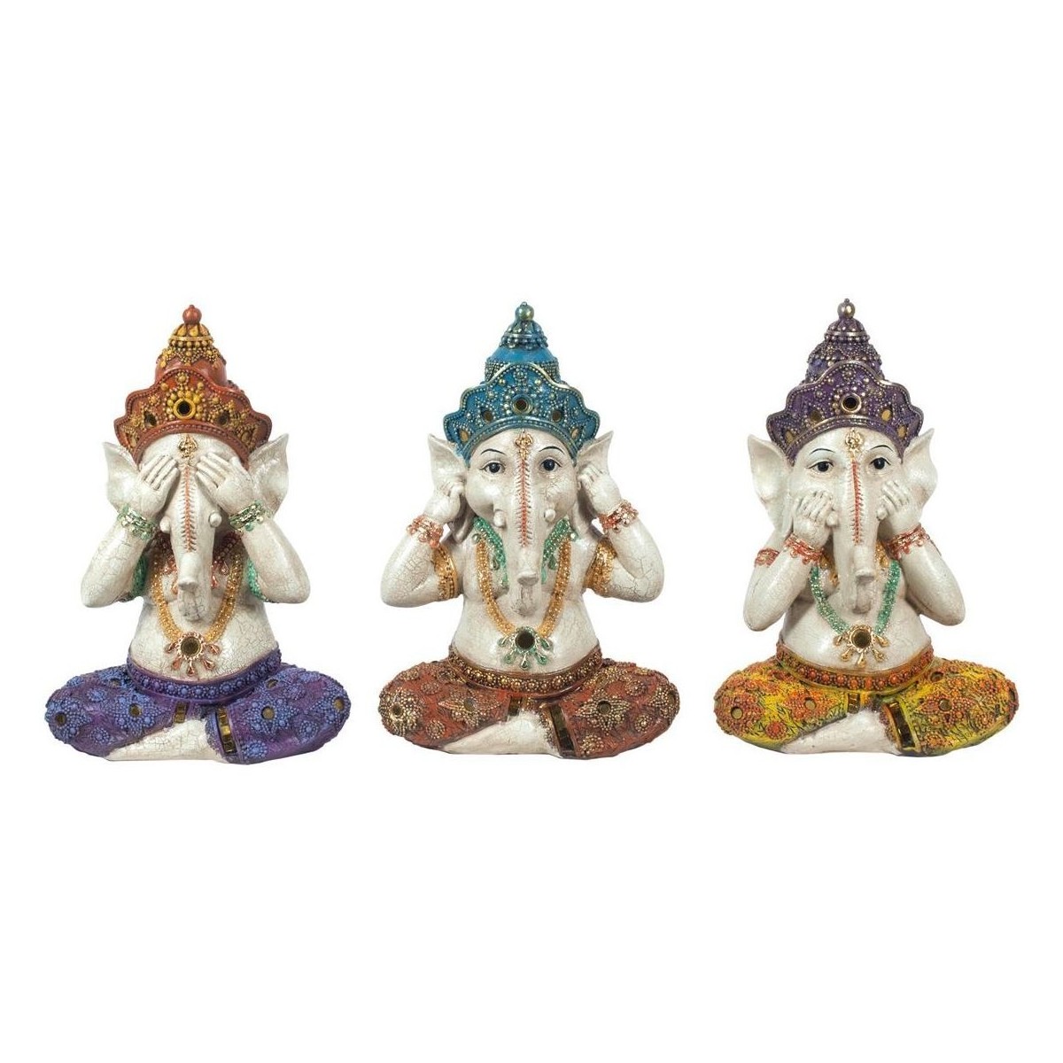 Casa Figuras decorativas Signes Grimalt Figura Ganesha 3 Unidades Multicolor
