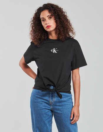textil Mujer Tops / Blusas Calvin Klein Jeans KNOTTED TEE Negro