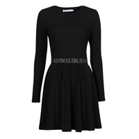 textil Mujer Vestidos cortos Calvin Klein Jeans LOGO ELASTIC DRESS Negro