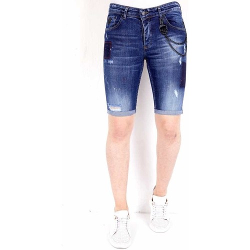textil Hombre Pantalones cortos Local Fanatic Jeans Corto Salpicaduras De Pintura Azul