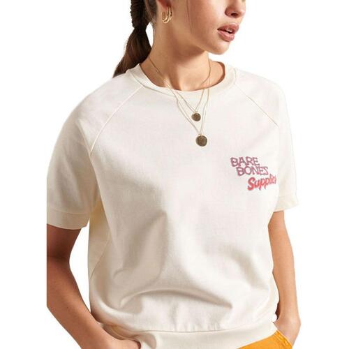 textil Mujer Tops y Camisetas Superdry WORKWEAR CROPPED SWEAT CREW Blanco