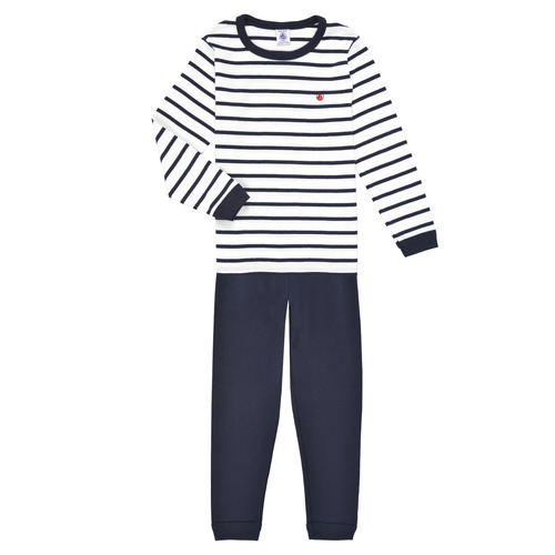 textil Niños Pijama Petit Bateau TECHI Blanco / Azul