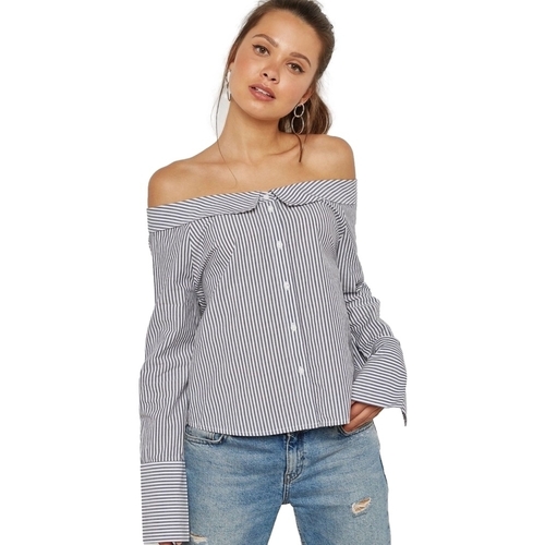 textil Mujer Tops / Blusas Only Off Shoulders Bambi Top - Bright White Night Sky Azul