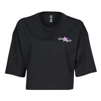 textil Mujer Camisetas manga corta Converse CHUCK INSPIRED HYBRID FLOWER OVERSIZED CROPPED TEE Negro