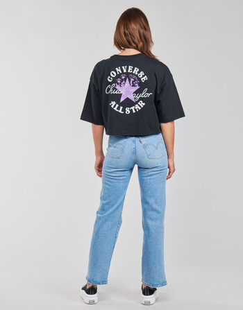 Converse CHUCK INSPIRED HYBRID FLOWER OVERSIZED CROPPED TEE Negro