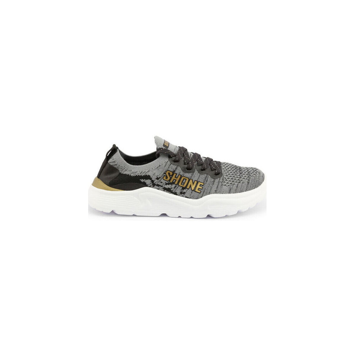 Zapatos Hombre Deportivas Moda Shone 155-001 Grey/Gold Gris