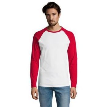 textil Hombre Camisetas manga larga Sols FUNKY LSL Blanco Rojo Rojo
