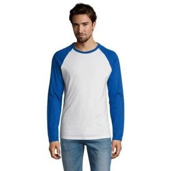 textil Hombre Camisetas manga larga Sols FUNKY LSL Blanco Azul Royal Azul