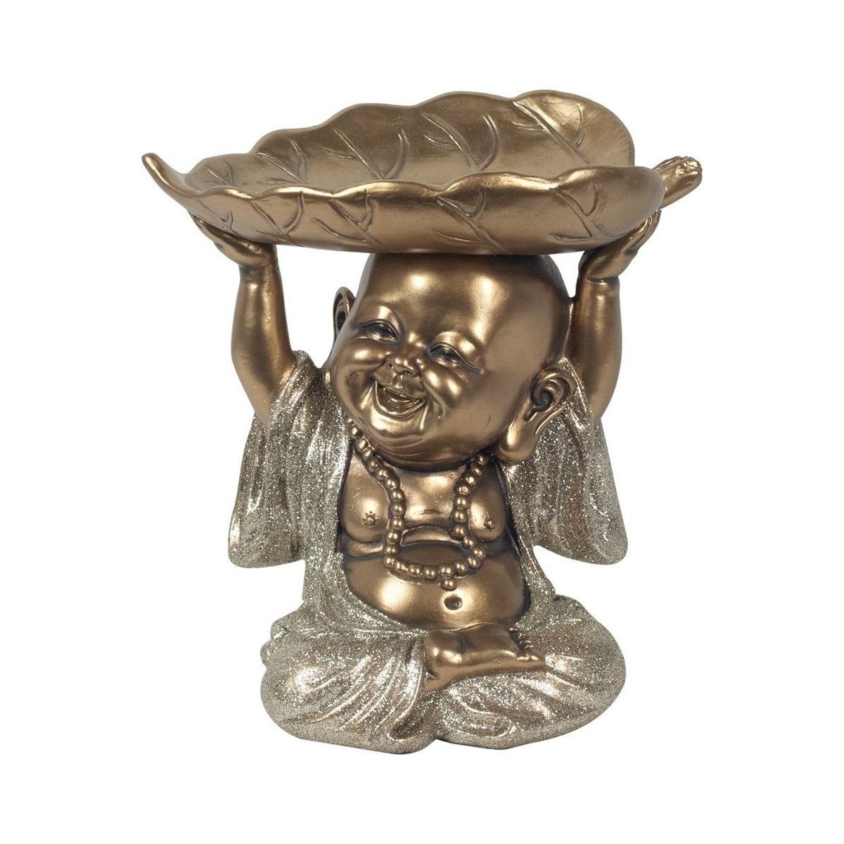 Casa Figuras decorativas Signes Grimalt Buda Con Hoja Bandeja Oro