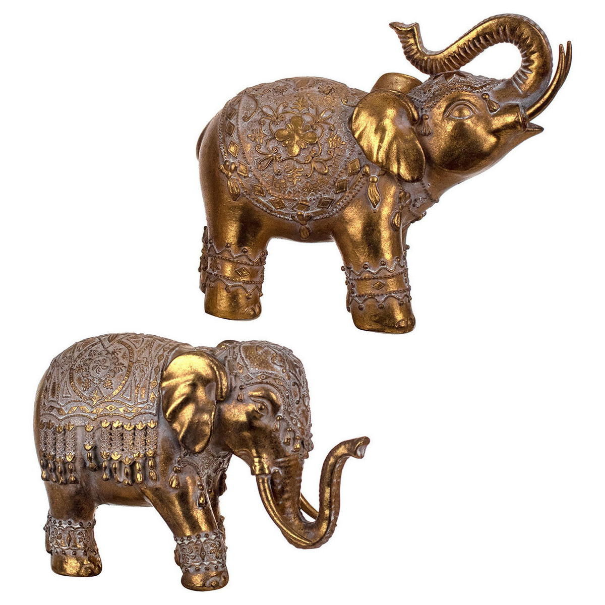 Casa Figuras decorativas Signes Grimalt Elefante Set 2 Unidades Oro