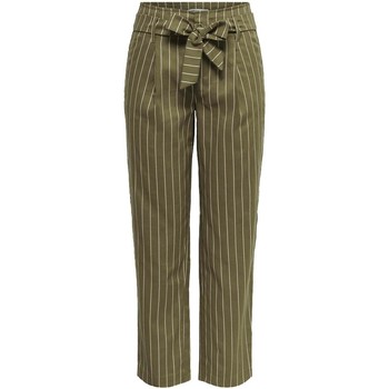 textil Mujer Pantalones Only ONLVIVA-CLEO HW BELT STRIPE PANT TLR Verde