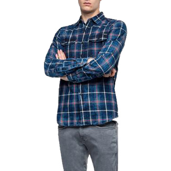 textil Hombre Camisas manga larga Replay M498752136 Azul