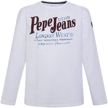 textil Niño Camisetas manga corta Pepe jeans PB503032 - 802 Blanco
