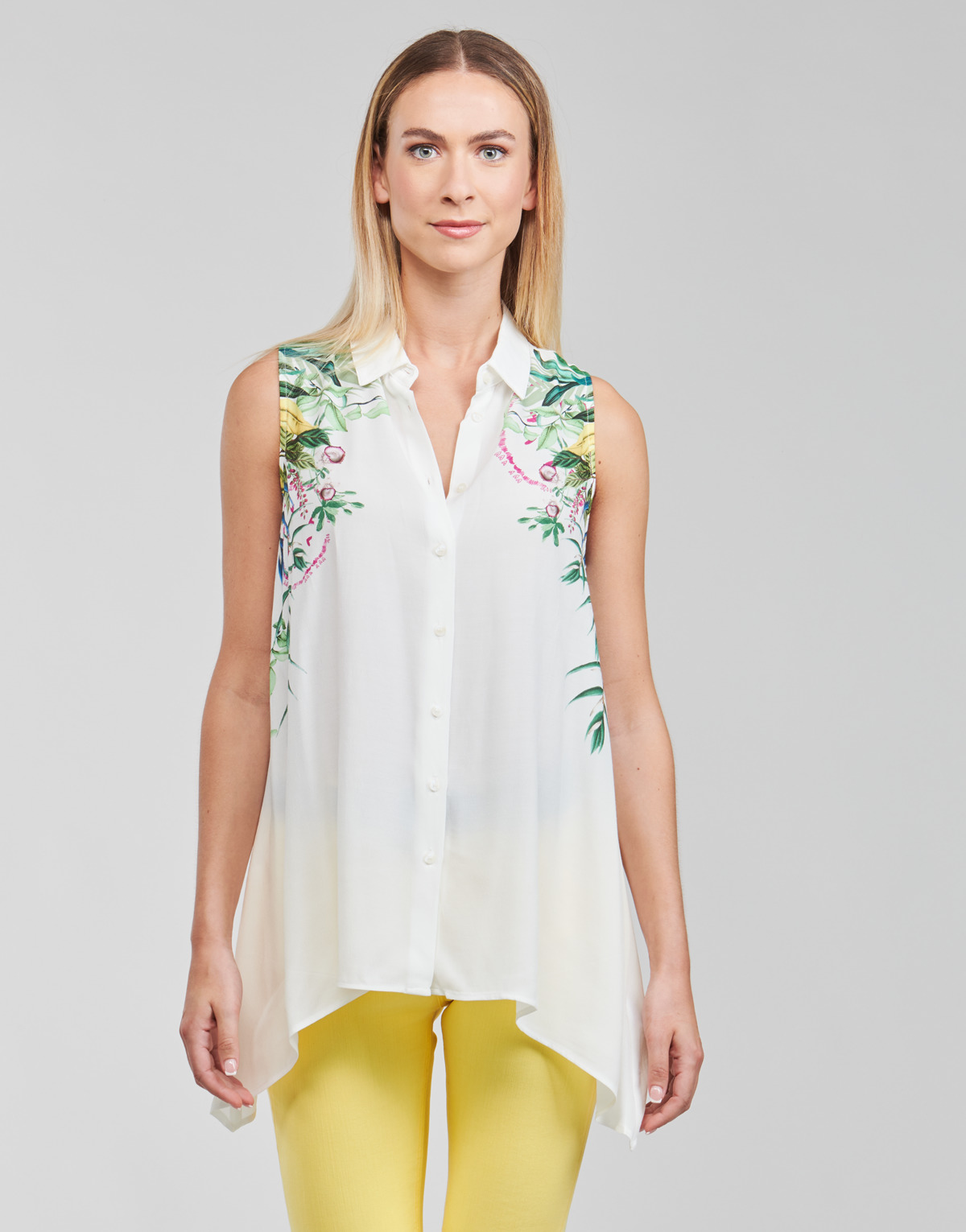 textil Mujer Tops / Blusas Desigual FILADELFIA Blanco / Verde
