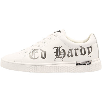 Zapatos Hombre Zapatillas bajas Ed Hardy - Script low top white-gun metal Blanco