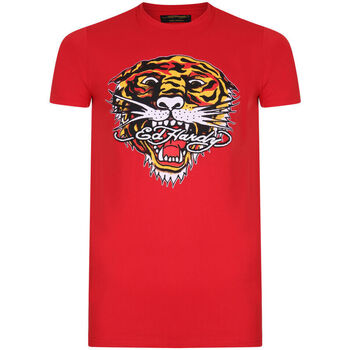 textil Hombre Camisetas manga corta Ed Hardy - Tiger mouth graphic t-shirt red Rojo