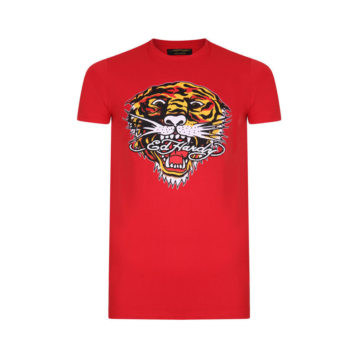 textil Hombre Camisetas manga corta Ed Hardy Tiger mouth graphic t-shirt red Rojo