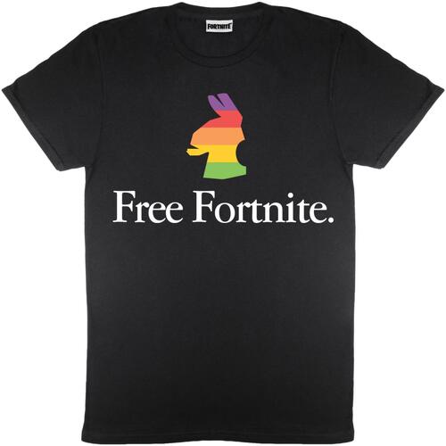 textil Mujer Camisetas manga larga Free Fortnite Rainbow Negro