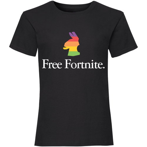 textil Niña Camisetas manga larga Free Fortnite Rainbow Negro