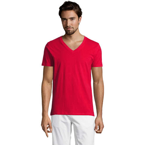 textil Hombre Camisetas manga corta Sols Master camiseta hombre cuello pico Rojo