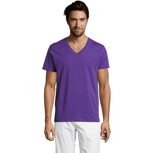 textil Hombre Camisetas manga corta Sols Master camiseta hombre cuello pico Violeta