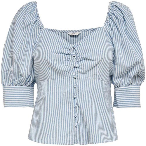 textil Mujer Tops y Camisetas Only ONLBETTI LIFE 2/4 PUFF STRIPE Azul