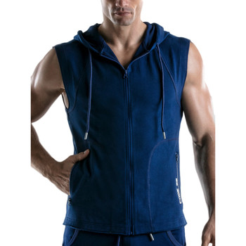 textil Hombre Chaquetas de deporte Code 22 Chaqueta sin mangas con capucha Force Code22 Azul
