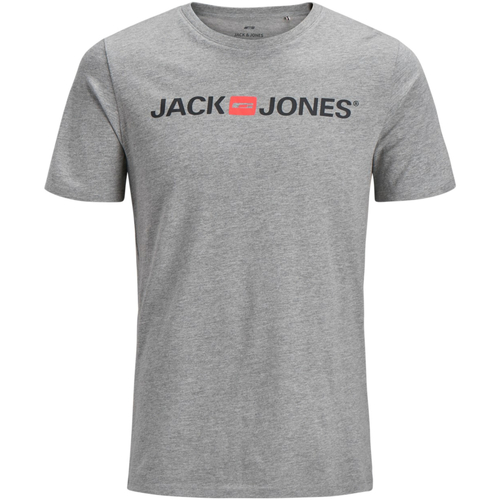 textil Hombre Camisetas manga corta Jack & Jones 12137126 JJECORP NECK NOOS LIGHT GREY MELA/SLIM FIT Gris