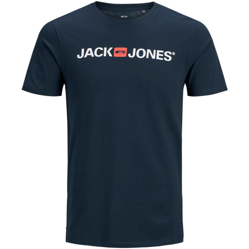textil Hombre Camisetas manga corta Jack & Jones 12137126 JJECORP NECK NOOS NAVY BLAZER/SLIM FIT Azul