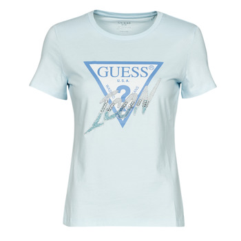 textil Mujer Camisetas manga corta Guess SS CN ICON TEE Azul