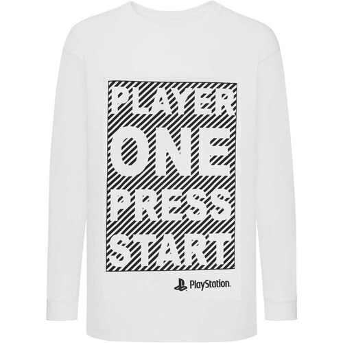 textil Niña Camisetas manga larga Playstation Player One Press Start Blanco