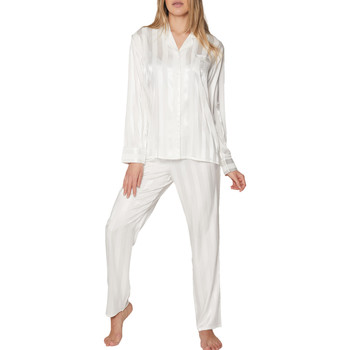 textil Mujer Pijama Admas Pijama de camisa y pantalón Satin Stripes Blanco