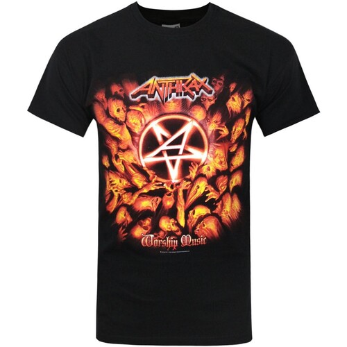 textil Hombre Camisetas manga larga Anthrax Worship NS4030 Negro