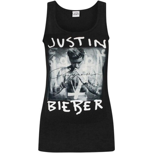 textil Mujer Camisetas sin mangas Justin Bieber NS4255 Negro