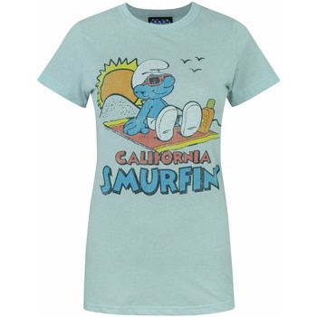 textil Mujer Camisetas manga larga Junk Food California Smurfin' Azul
