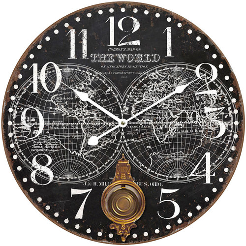 Casa Relojes Signes Grimalt Reloj Pared Mundo Negro