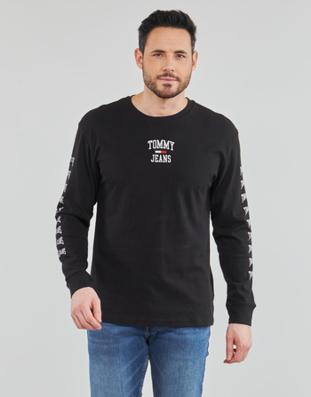 textil Hombre Camisetas manga larga Tommy Jeans TJM HOMESPUN GRAPHIC LS TEE Negro