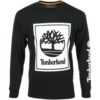 textil Hombre Camisetas manga larga Timberland Stack Logo Tee LS Negro