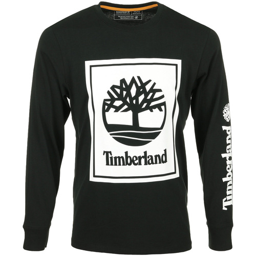 textil Hombre Camisetas manga corta Timberland Stack Logo Tee LS Negro