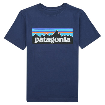 textil Niños Camisetas manga corta Patagonia BOYS LOGO T-SHIRT Marino