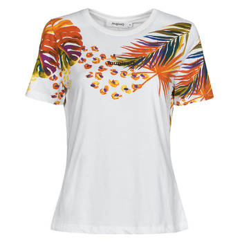 textil Mujer Camisetas manga corta Desigual TS_MINNEAPOLIS Blanco / Multicolor
