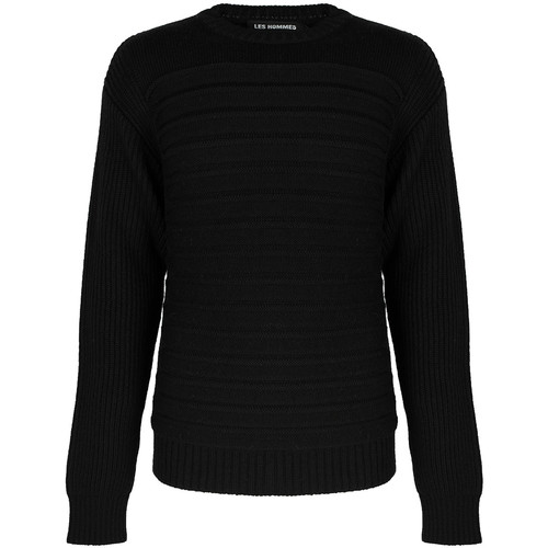 textil Hombre Jerséis Les Hommes LJK402-660U | Round Neck Sweater with Pleats Negro