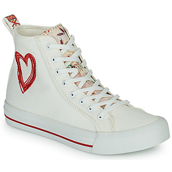 Zapatos Mujer Zapatillas altas Desigual BETA HEART Blanco / Rojo